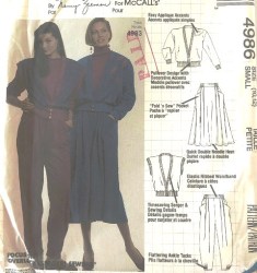 4986 MCCALLS CARDIGAN / VEST/ PULLOVER/ PLEAT SKIRT/ PANTS PATTERN 14-16 OR 10,12 CHOOSE UNCUT